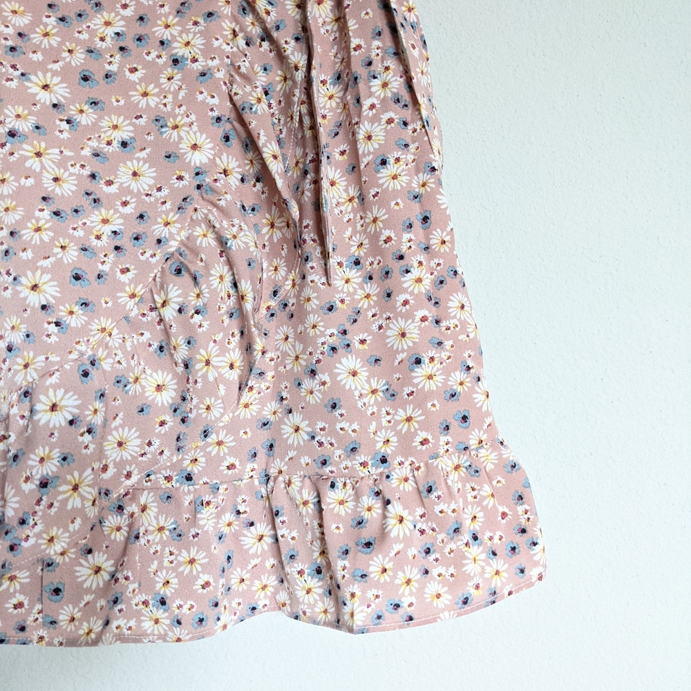 Pink small ditsy floral wrap style ruffle skirt - Picture 7 of 12